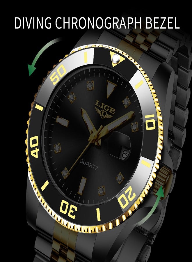 LIGE Men's Business Black Dial Quartz Watches Luxurious and Elegant with Stainless Steel Band  - Image 5