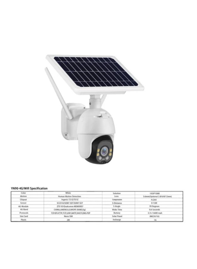 كروني كاميرا كروني Yn90 Pro 4g الشمسية - 3 ميجابكسل، دوران 360 درجة، تسجيل 24 ساعة، بطارية 10400 مللي أمبير، مقاومة للماء IP67، صوت ثنائي الاتجاه، اتصال بالتطبيق - Image 5