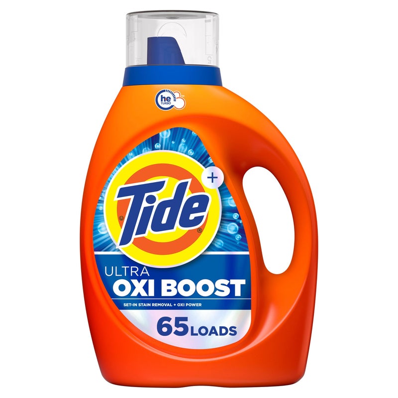 Tide Ultra Oxi Boost Liquid Laundry Detergent, 92 fl oz, 65 Loads, Advanced Stain Remover, Laundry Detergent Liquid with Extra Oxi Power - Image 1