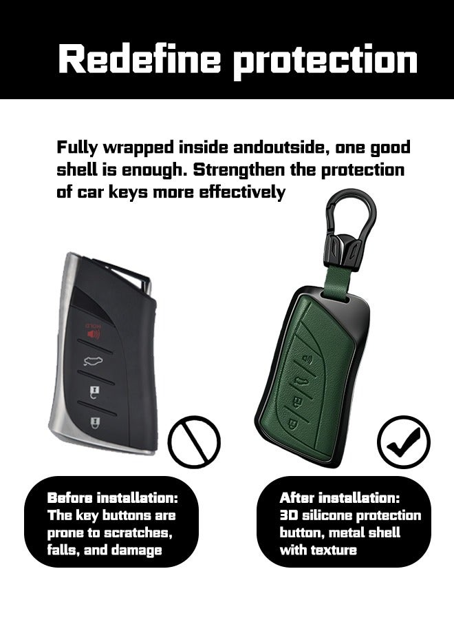 Car key cover, suitable for Lexus, perfectly wraps car keys, high-end, drop-resistant, material: first layer cowhide and aluminum alloy. goodcar - Image 5