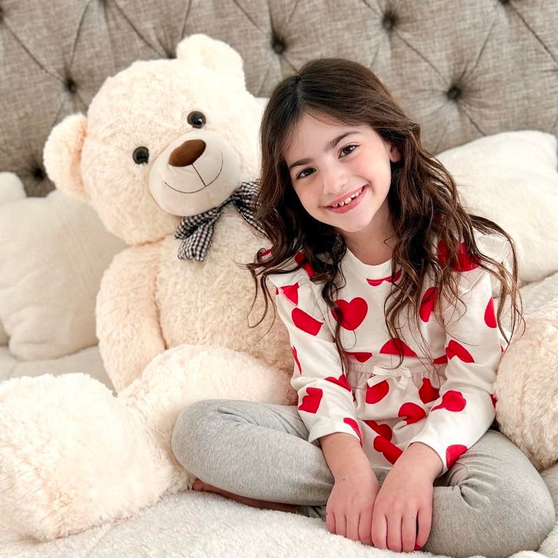 MorisMos Giant White Teddy Bear 4 Feet Cute 47inch Stuffed Animal Big Teddy Bear Plush Classic Girlfriend Boyfriend Birthday Gift Christmas Party Favor - Image 5