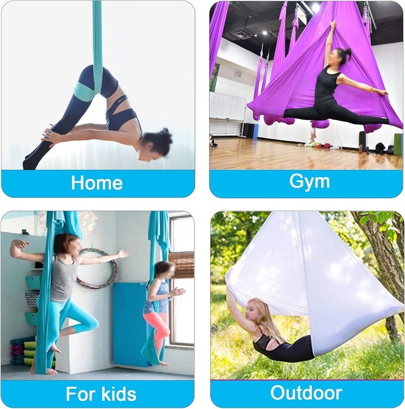 FOSER Aerial Hammock, 16.4ft 9.2ft Swing Set for Anti-Gravity Yoga, Dance & Acrobatics - Image 5