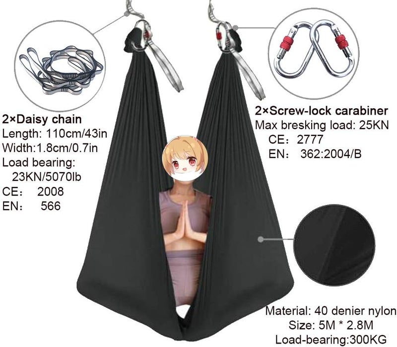 FOSER Aerial Hammock, 16.4ft 9.2ft Swing Set for Anti-Gravity Yoga, Dance & Acrobatics - Image 2