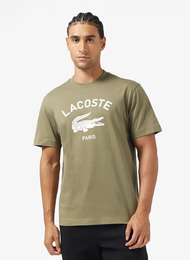 لاكوست Signature Print Crew Neck T-Shirt
