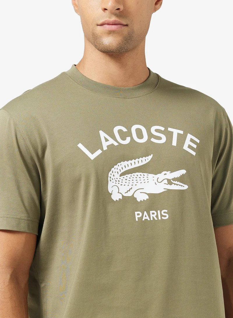 LACOSTE Signature Print Crew Neck T-Shirt