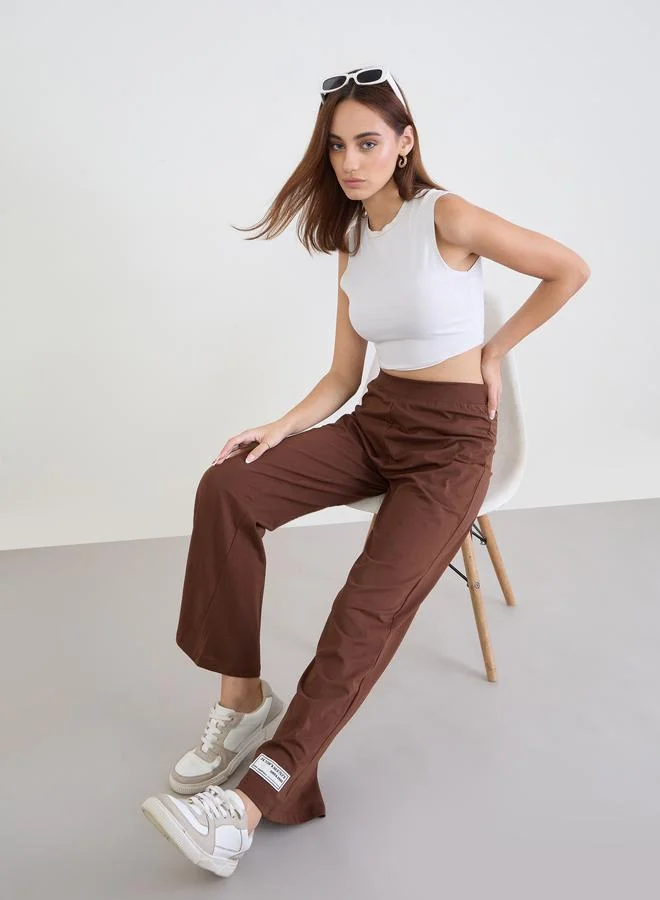 Women Brown Flared Leg Trousers
