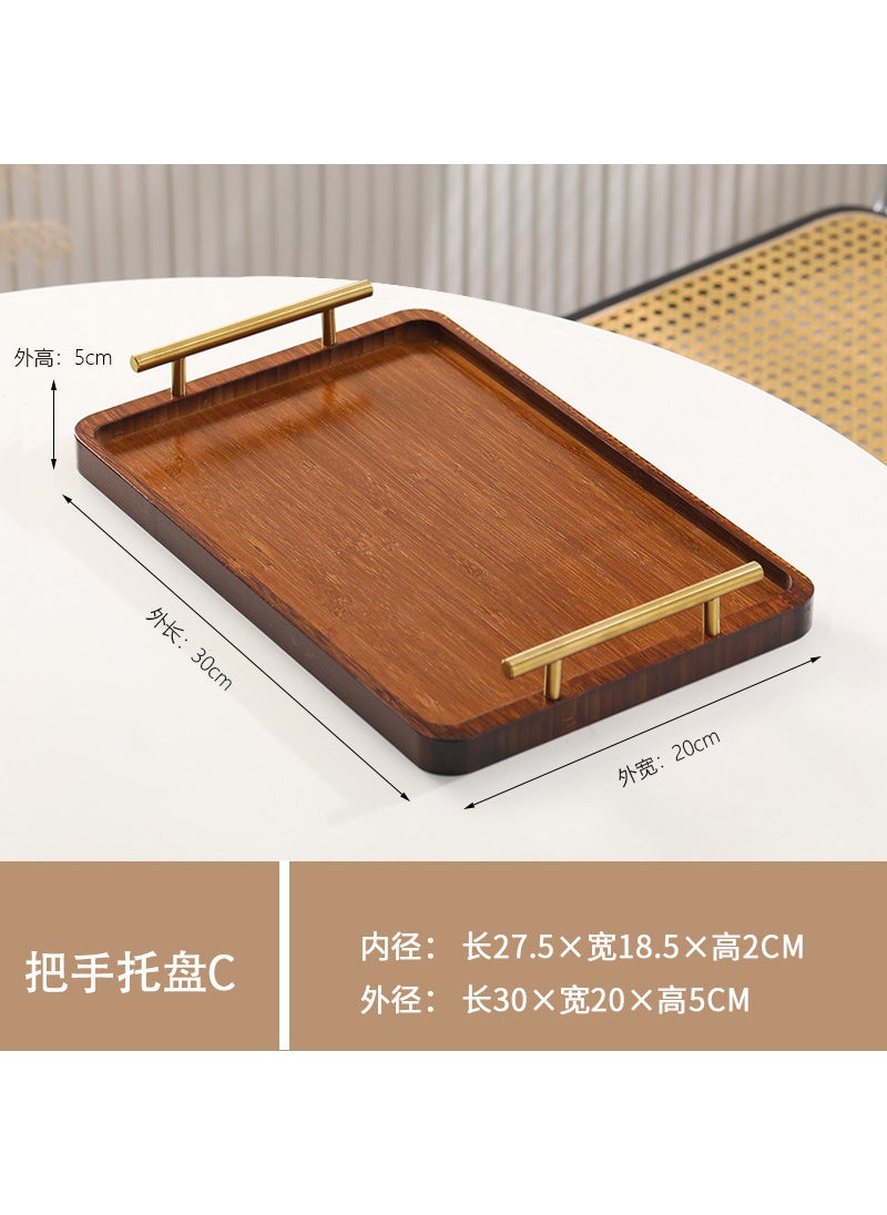 Bamboo Tea Tray with Handles Modern Chinese Style Bamboo small size belt handle 20*30*2 