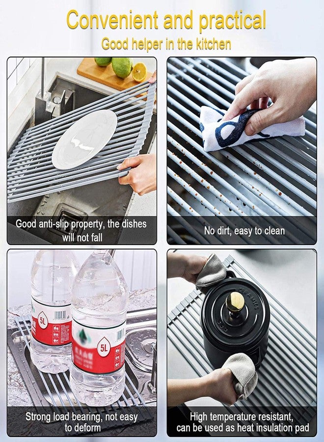 skyzone Multifunction Folding Kitchen Sink Rack, Sink Cover, Collapsible Dish Rack, Rolling Sink Rack, Kitchen Fruits Vegetables Drainer for Dishes - Image 4