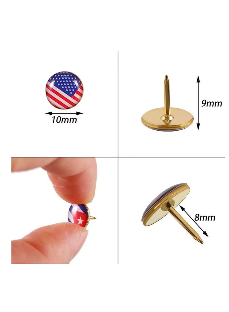 بريميفي 200 قطعة من دبابيس دفع العلم الوطني للوحة مع مجموعة لوحة الفلين لخريطة السفر العالمية - Image 4