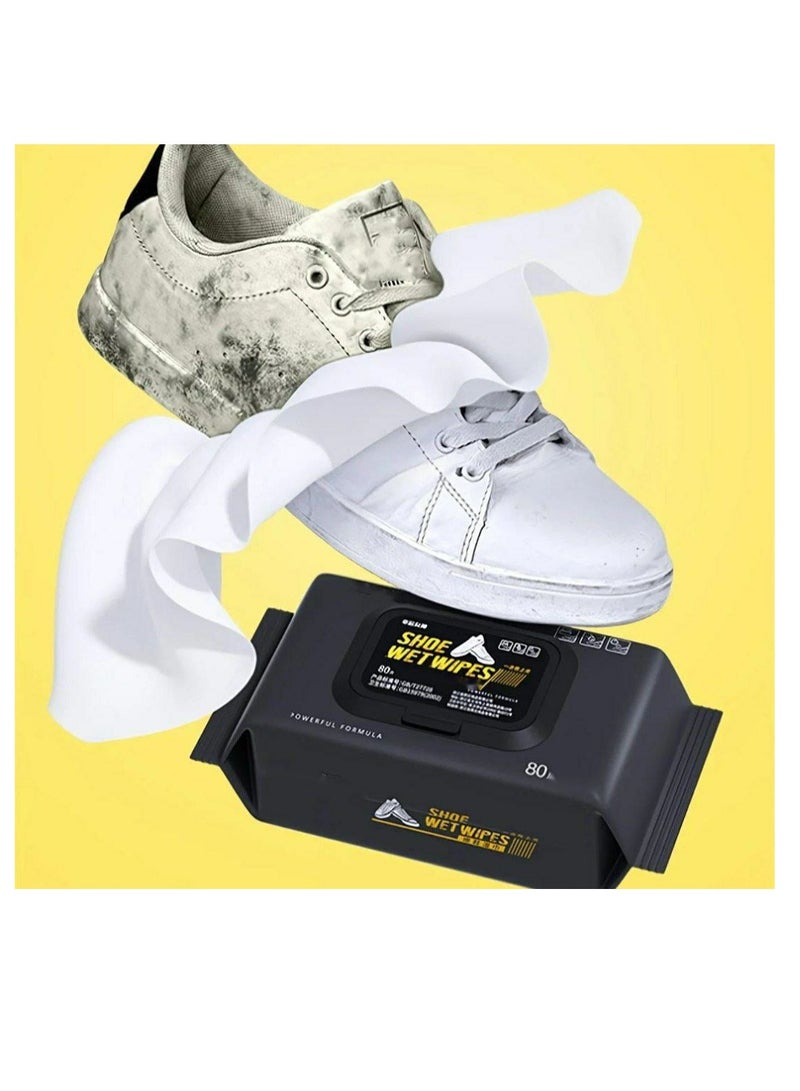 Shoe Cleaner Wipes 80 Pcs Portable Sneakers Cleaner Shoe Wipes Quickly Remove Dirt & Stains, Sneakers Cleaning Kit for Most Footwear Pack of 1  - Image 2