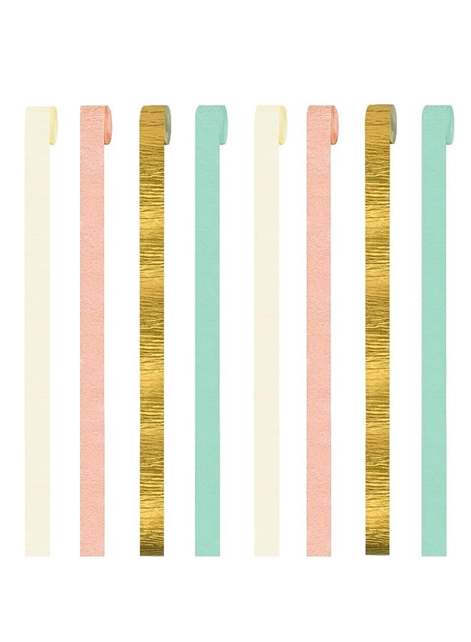 Lemon 8 Rolls Pastel Party Decorations, Mint Green Pink White Gold Crepe Paper Streamers for Wedding, Baby Bridal Shower, Engagement Party, Birthday, Valentine's Day, 82 Ft Long - Image 2