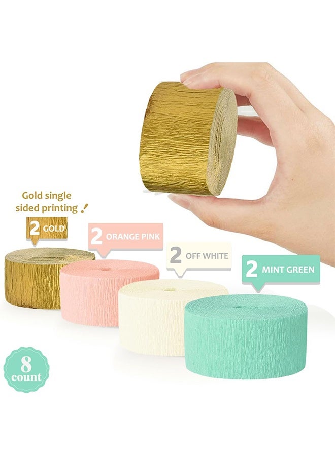 Lemon 8 Rolls Pastel Party Decorations, Mint Green Pink White Gold Crepe Paper Streamers for Wedding, Baby Bridal Shower, Engagement Party, Birthday, Valentine's Day, 82 Ft Long - Image 4