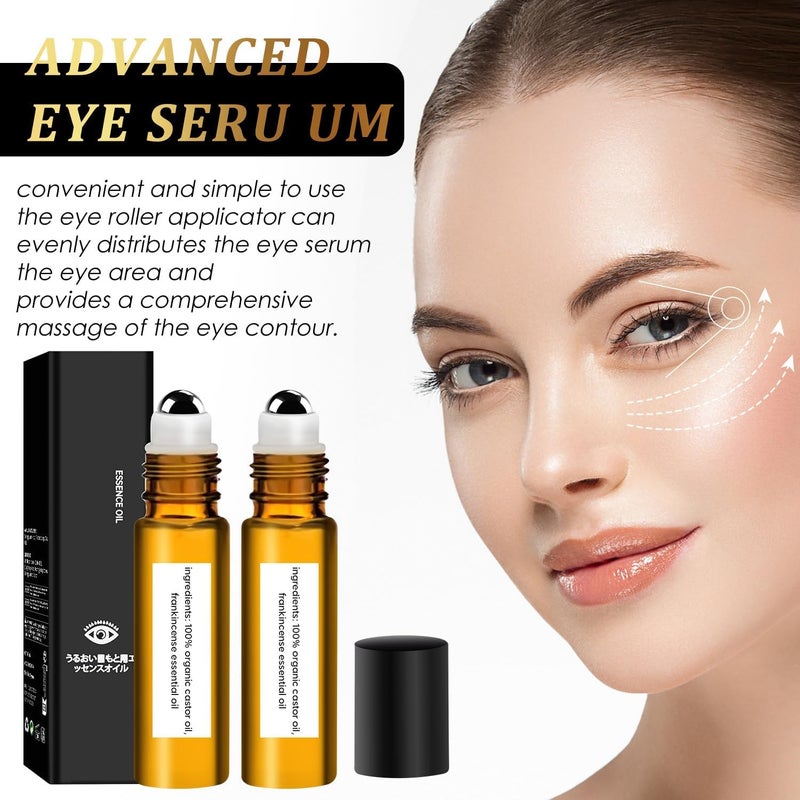 Zikra Time Eraser Rollerball Castor Oil 8ml, Under Eye Rollerball for Reducing Wrinkles, Puffiness, Eye Bags, Infused with Castor Oil & Frankincense, 2 Pcs - Image 4