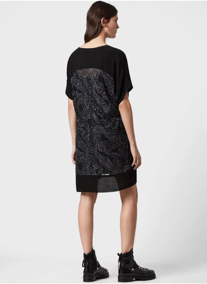 all saints Isme Twisted Front Pleated Dress