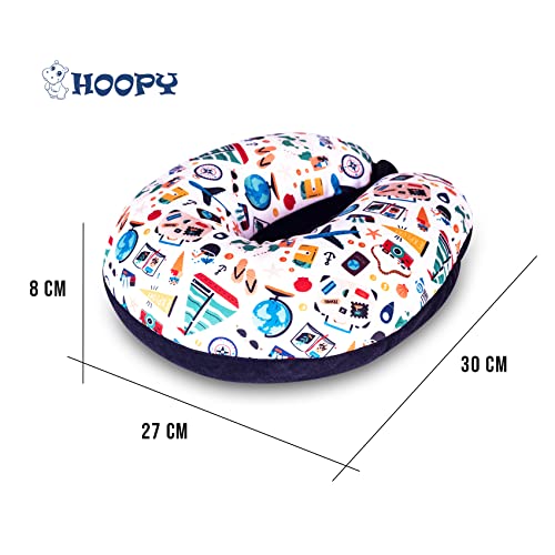 HOOPY Travel Neck Pillow in Soft Fabric for Head, Neck, Shoulder Support Filled with Soft Memory Foam Filling | Multi Purpose Neck Pillow| Neck Rest | Neck Pain | Transport Print - Image 3