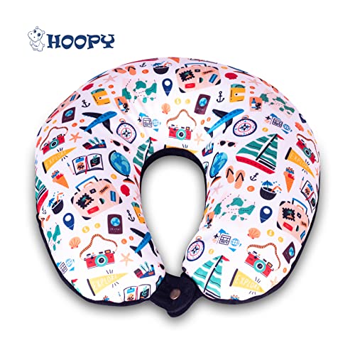 HOOPY Travel Neck Pillow in Soft Fabric for Head, Neck, Shoulder Support Filled with Soft Memory Foam Filling | Multi Purpose Neck Pillow| Neck Rest | Neck Pain | Transport Print - Image 5