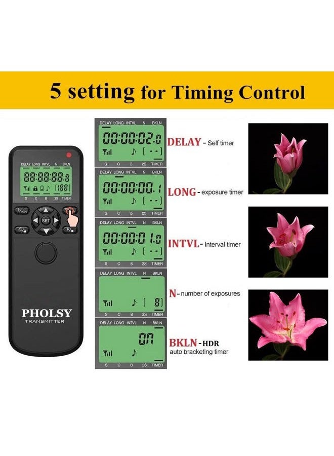 PHOLSY Wireless Timer Remote Control with Intervalometer and HDR N8 N10 Shutter Remote Release Cord for Nikon Fujifilm Kodak Cameras - Image 3