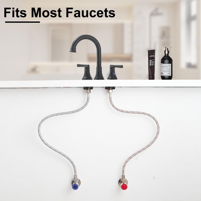 BATHLAVISH 24" Length Faucet Supply Lines 3/8" Comp x M10 Male Connector Line Braided Stainless Steel Nylon Sink Hose Extension for Bathroom Kitchen Faucet 2Pcs (1 Pair) - Image 5