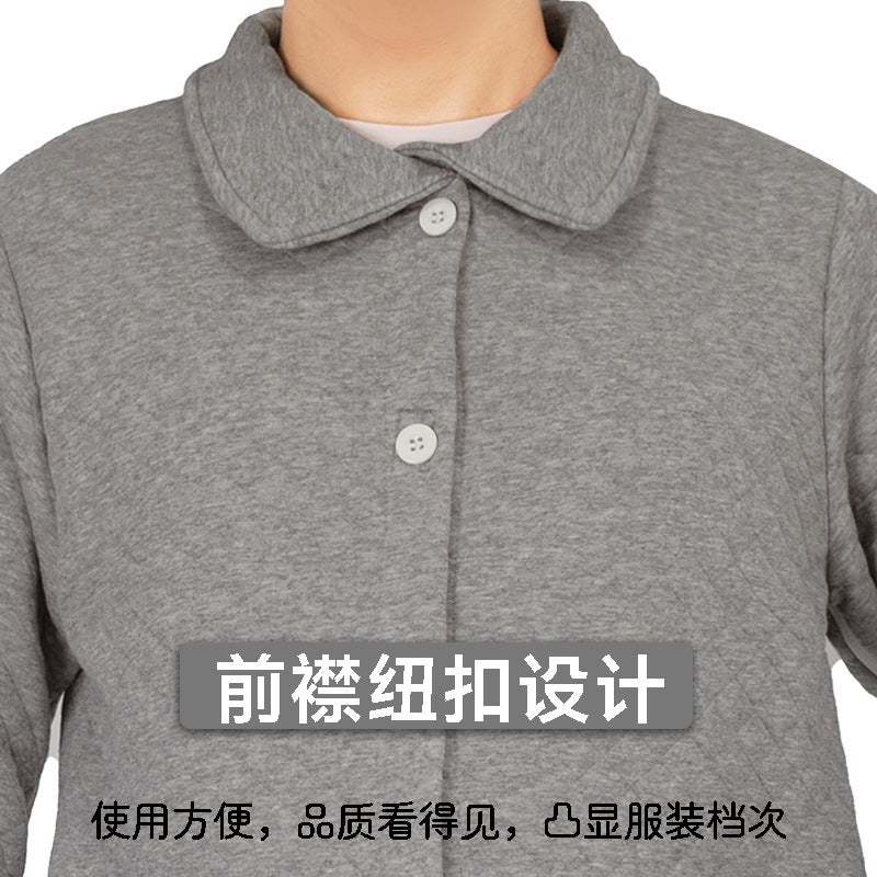 Winter Plus Cotton Nursing Clothes For Paralyzed Elderly Patients With Surgical Fracture Convenient To Wear And Take Off Zipper Full Opening Dialysis Chemotherapy Clothes - Image 5