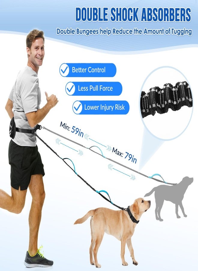 AUTOWT Hands Free Dog Leash for 2 Dogs, Adjustable Waist Belt with Zipper Pouch, Dual Handle Retractable Elastic Bungee with Reflective Stitches for Medium and Large Dogs Training Running - Image 4