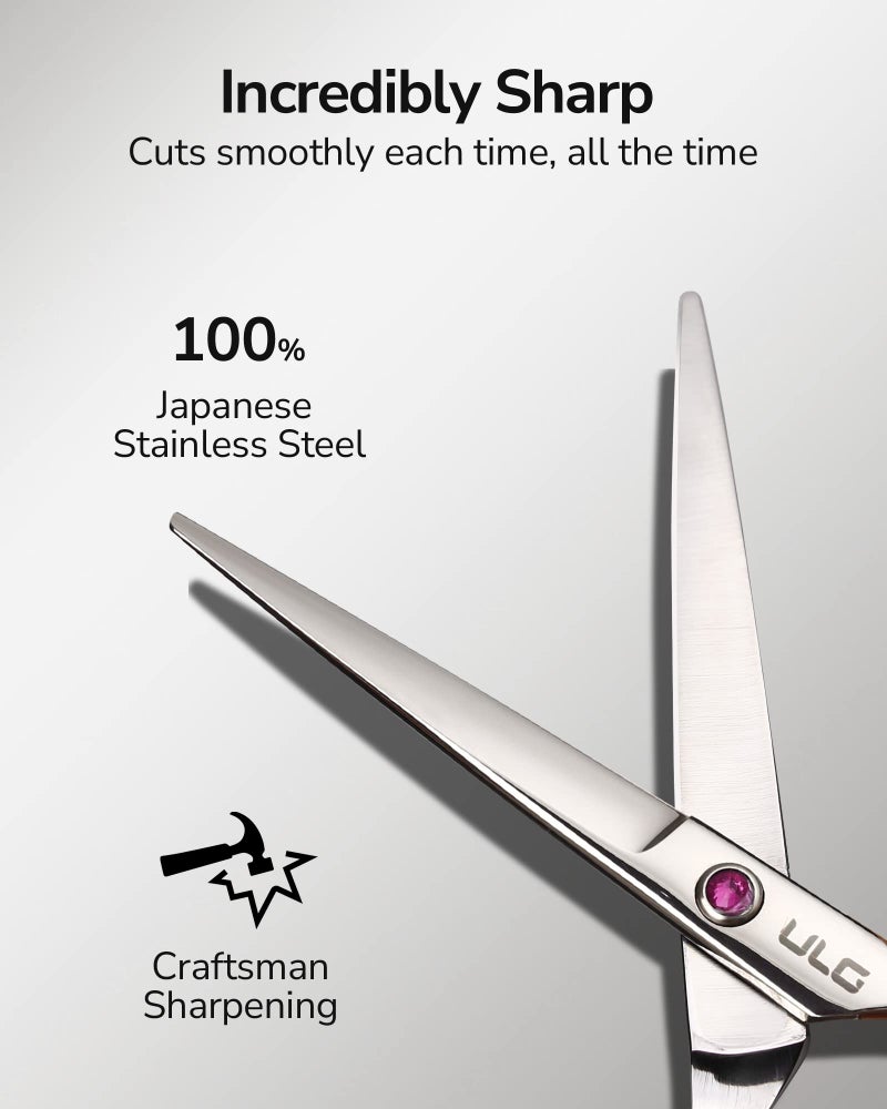 ULG Hair Cutting Scissors, ULG Professional Hair Scissors 6.5 inch Right-Hand Razor Edge Barber Shears Salon Hair Cutting Shears Made of Japanese Stainless Steel, Hand Sharpened Pink - Image 3
