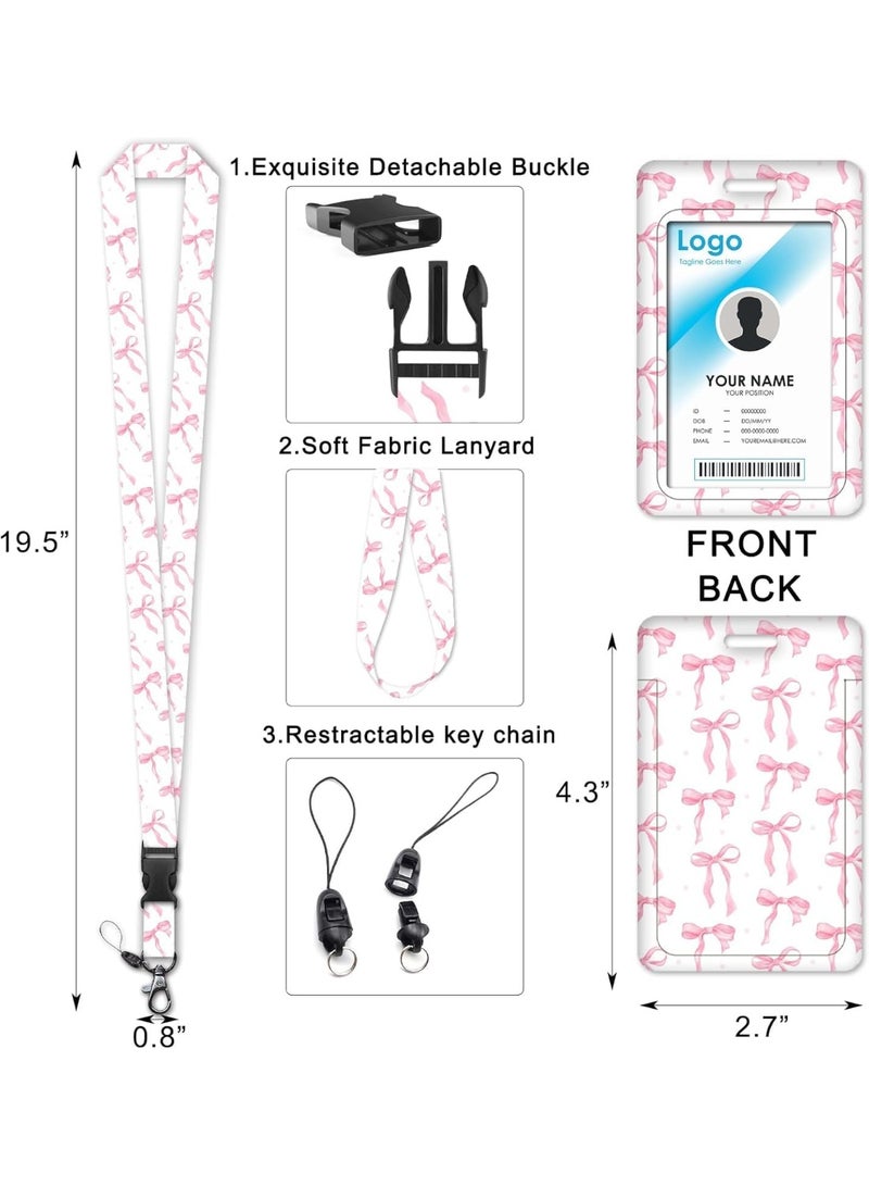 Arabest ID Badge Holder, Retractable Reel Lanyard, Breakaway Nurse Teacher Accessories, Pink Bow Design - Lightweight ABS & 360° Clip for Women Girls Office Fashion - Image 5