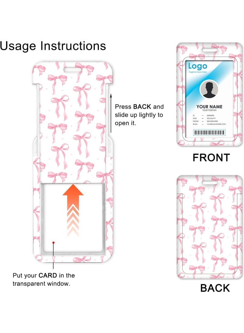 Arabest ID Badge Holder, Retractable Reel Lanyard, Breakaway Nurse Teacher Accessories, Pink Bow Design - Lightweight ABS & 360° Clip for Women Girls Office Fashion - Image 3