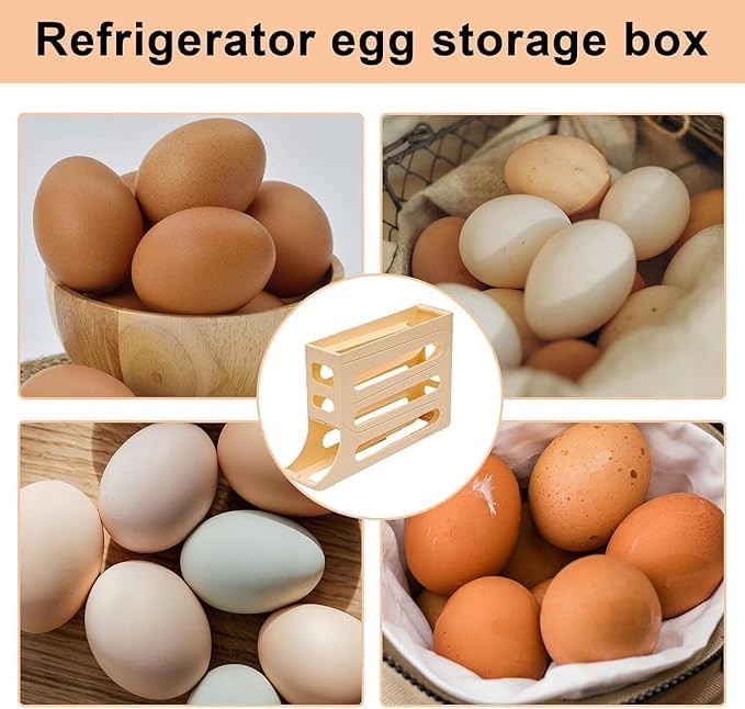 LISIOMO Automatic Egg Dispenser Box 4Tier Egg Storage Box for Fridge Egg Rolling Dispenser for Easy Access Ideal Egg Tray Box for Organized Storage Holds upto 30 Eggs MULTICOLOUR - Image 3