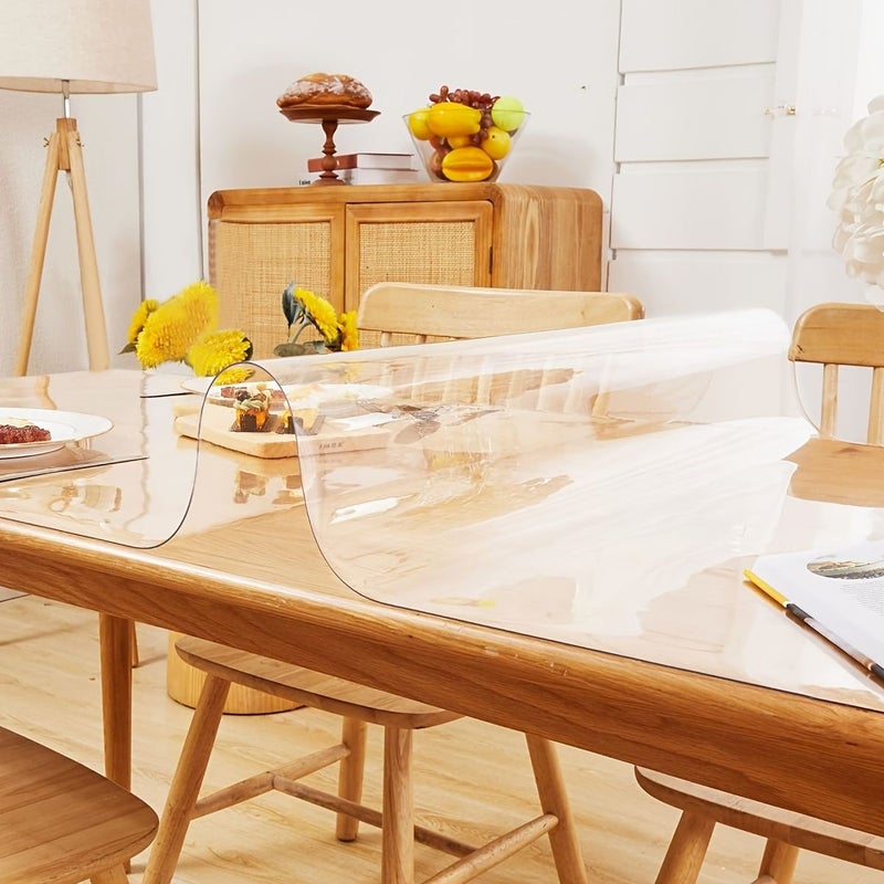 17.72 Inch By 60 Inch Smooth Bright Surface 1.5Mm Thick Transparent PVC Tablecloth Wrinkle Free Easy To Clean For Dining Tables Parties Camping Outdoor Dinners And Home Kitchen - Image 4