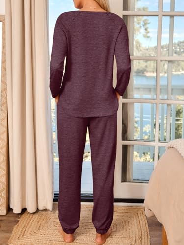 AUTOMET Lounge Sets for Women Comfy 2 Piece Pajamas Sets Fall Loungewear Pjs Outfits Sweatsuits with Sweatpants 2025 Black L - Image 4