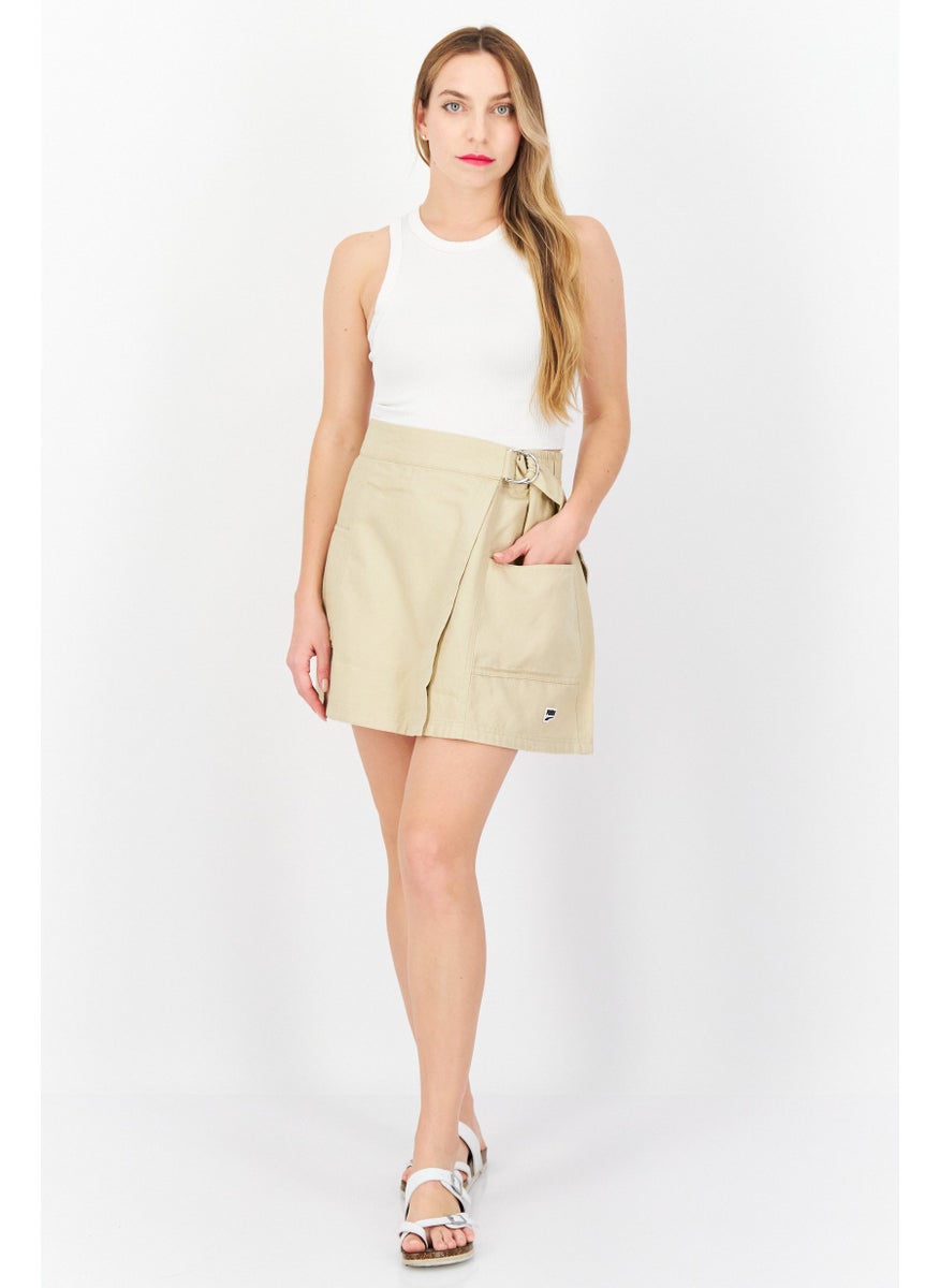 PUMA Women Sportswear Fit Brand Logo Outdoor Mini Skirts, Tan  - Image 3