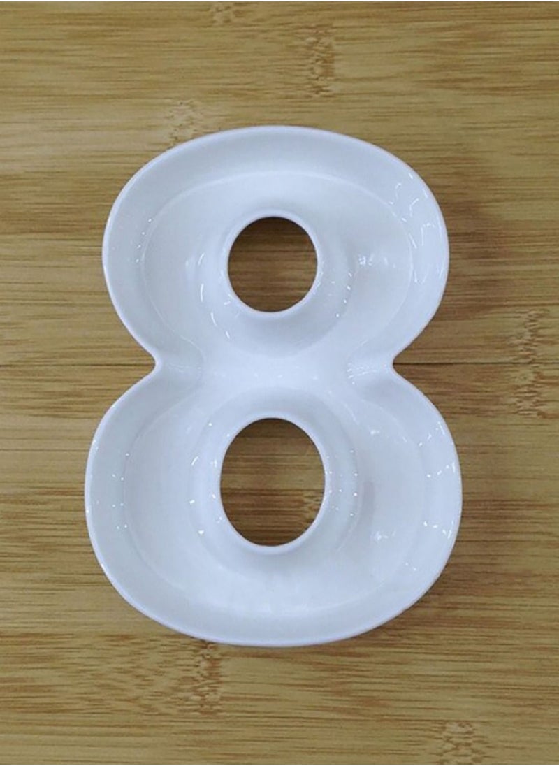 Generic White Decorative Ceramic Number 8 Dish  - Image 1