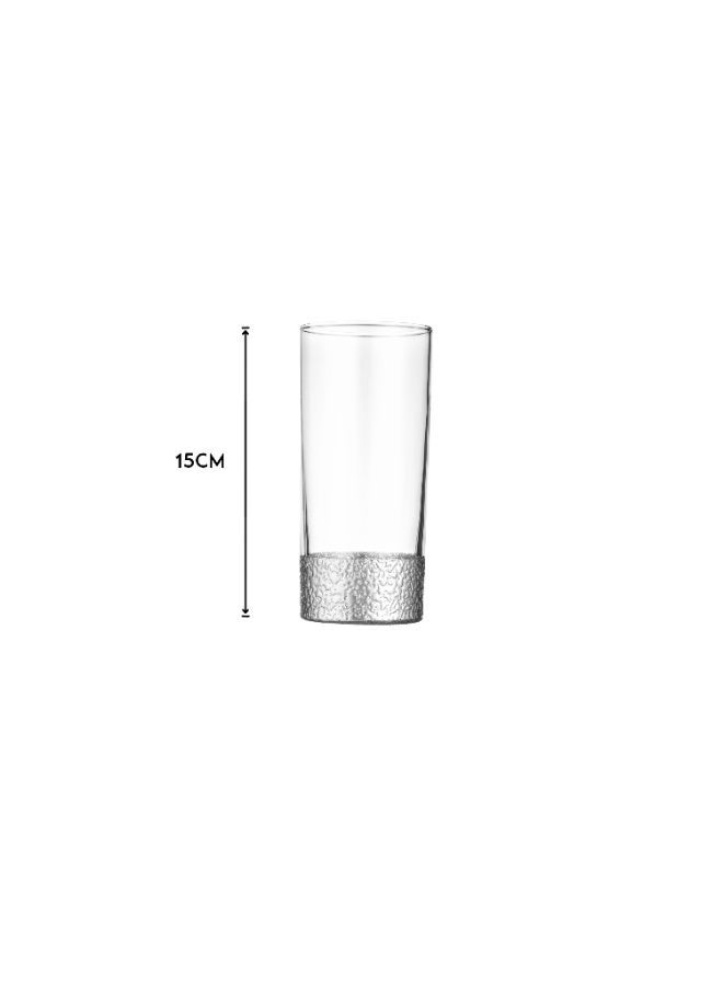 جرين أبل 🥤 طقم عصير زجاج 7 قطع فاخر 1 أبريق مع 6 أكواب – تصميم أنيق بقاعدة فضية عصرية | إبريق 21 سم وكاسات 15 سم ✨🍹 - Image 3
