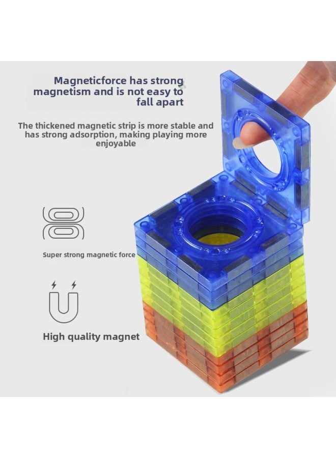 Creative Color Window Magnetic Film Pipe Ball Slide Building Blocks Varied Assembled Building Blocks Children's Educational Toys Batch-Color:[portable Bucket] Magnetic Slide Paradise 42pcs  - Image 3