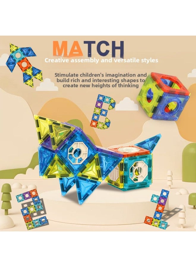 Creative Color Window Magnetic Film Pipe Ball Slide Building Blocks Varied Assembled Building Blocks Children's Educational Toys Batch-Color:[portable Bucket] Magnetic Slide Paradise 42pcs  - Image 5