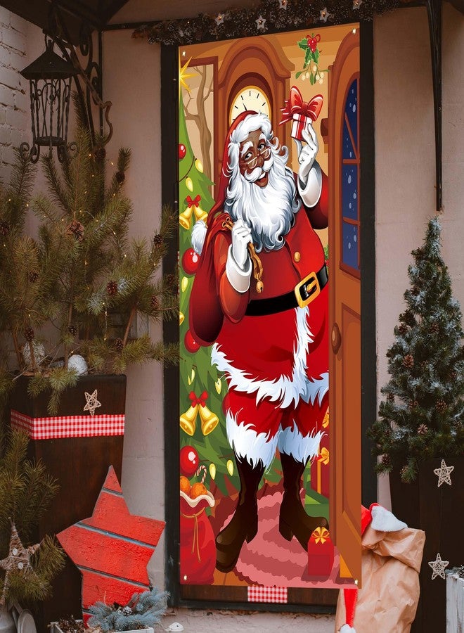 Yarcooly African American Christmas Decorations Black Santa Christmas Door Cover New year Xmas Decor Merry Christmas Decorations and Supplies for Home Party - Image 5