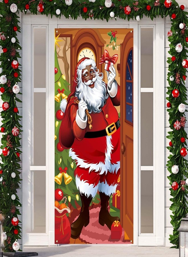 Yarcooly African American Christmas Decorations Black Santa Christmas Door Cover New year Xmas Decor Merry Christmas Decorations and Supplies for Home Party - Image 1