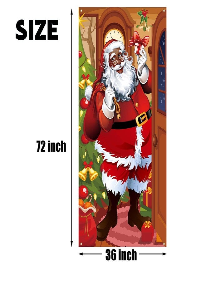 Yarcooly African American Christmas Decorations Black Santa Christmas Door Cover New year Xmas Decor Merry Christmas Decorations and Supplies for Home Party - Image 3