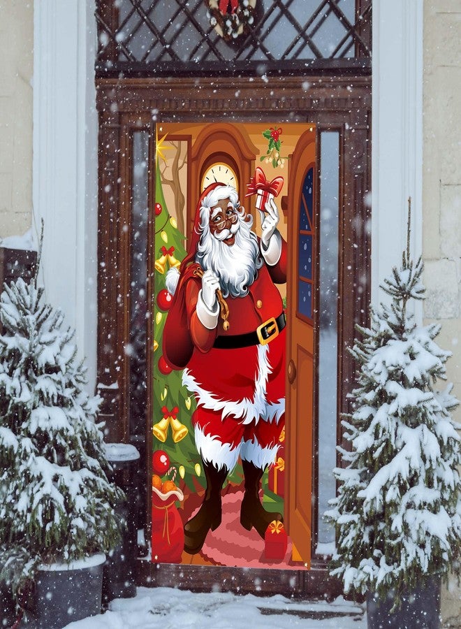 Yarcooly African American Christmas Decorations Black Santa Christmas Door Cover New year Xmas Decor Merry Christmas Decorations and Supplies for Home Party - Image 4