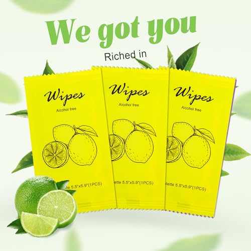 Twoworld Individual Hand Wipes Wet Wipes Travel Size,Wet Wipes Individually Wrapped Bulk Cleansing Travel Size Wipes for Wedding Travel Restaurant Barbecue (1 Count (Pack of 60), Lemon) - Image 3
