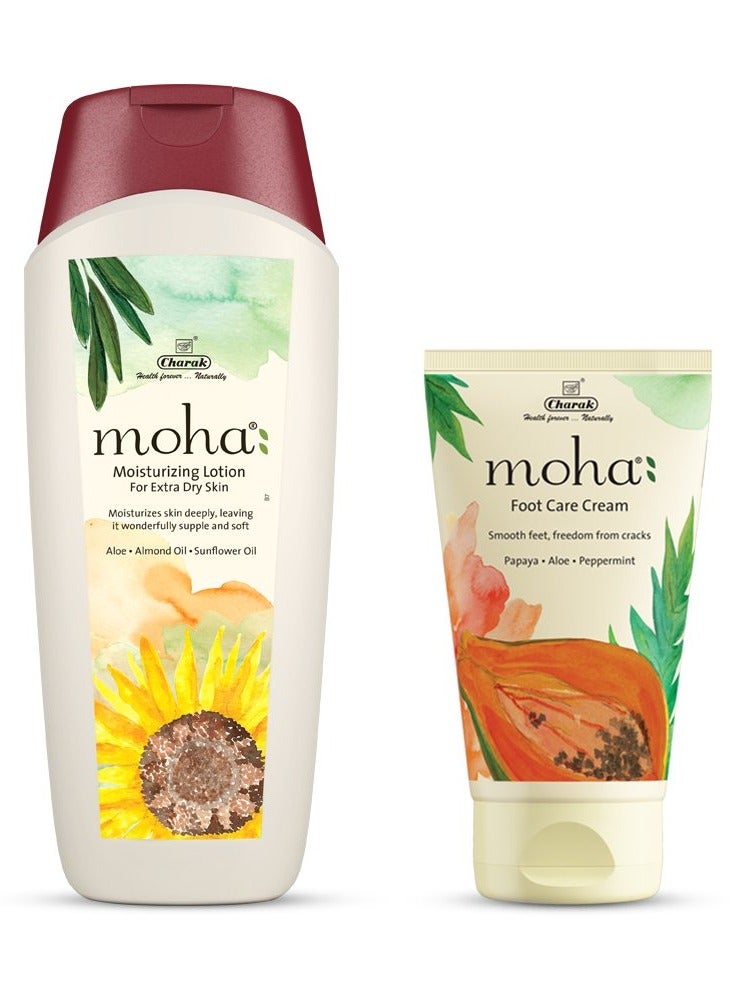moha Moisturizing Lotion 200 ml with Foot Care Cream 50 ml Combo Foot Care Cream For Rough Dry and Cracked Heel Moisturizing Lotion Deeply Moisturises the Skin For Women and Men - Image 1