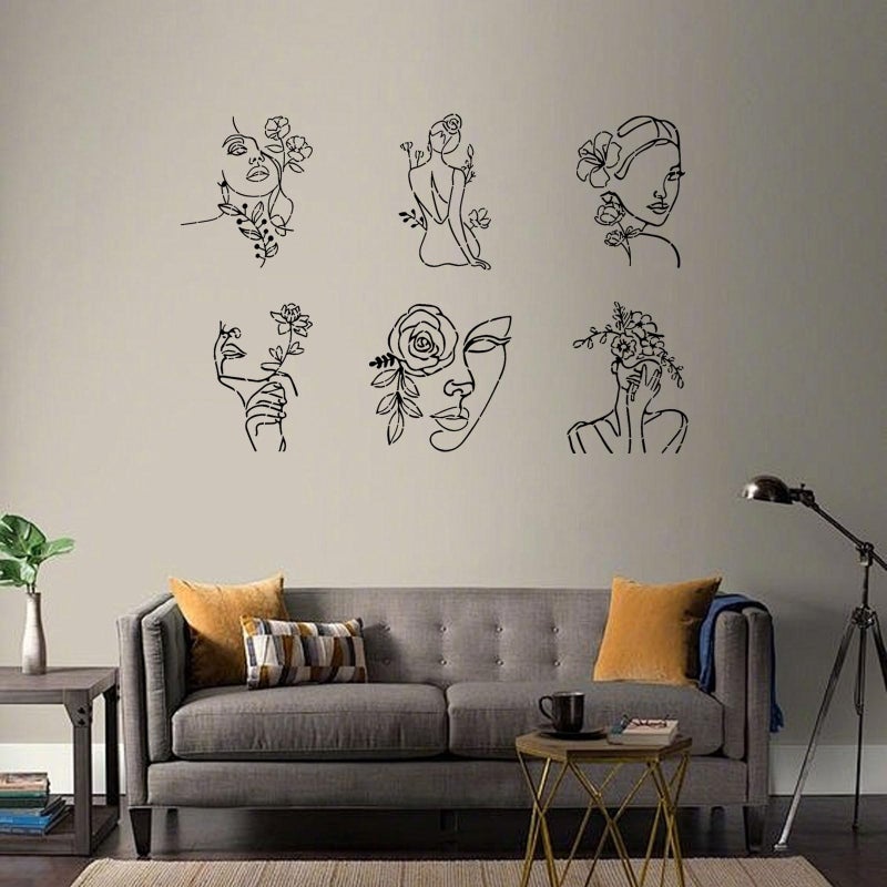 ORIGACH 9PCS 11.8x11.8inch Modern Minimalist Abstract Women Stencil, Floral Female Face Pattern PET Large Stencils Reusable Template for Painting on Wood Wall Canvas - Image 4