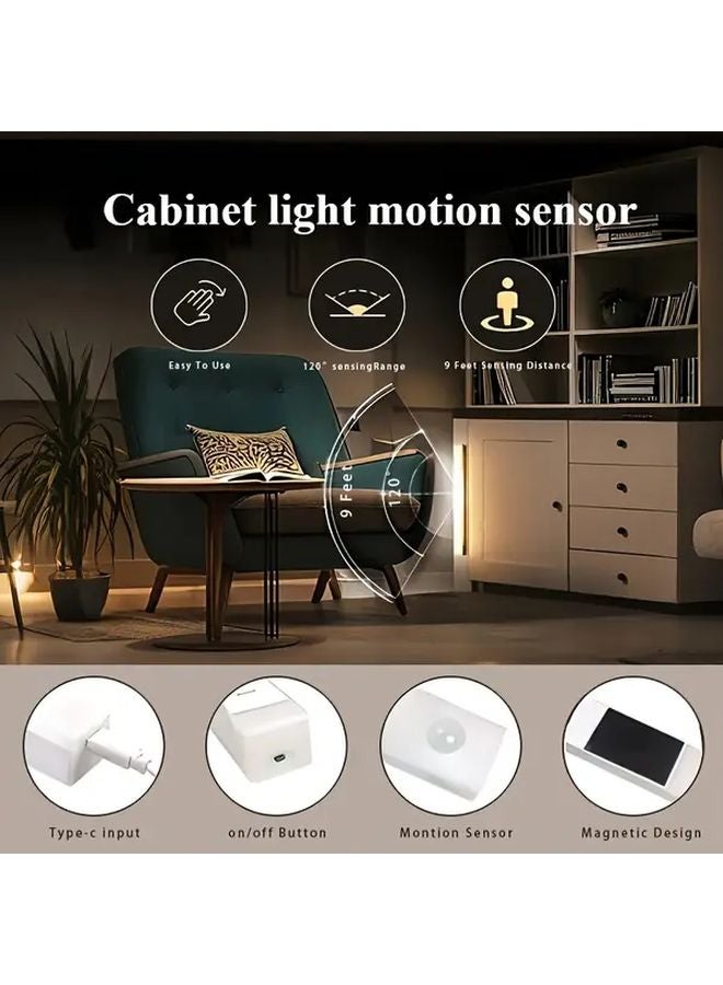 11.8 بوصة 4 قطع خزانة إضاءة LED بحساس حركة مع شاحن USB أبيض ناعم - Image 3