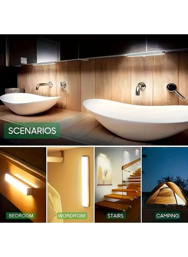 11.8 بوصة 4 قطع خزانة إضاءة LED بحساس حركة مع شاحن USB أبيض ناعم - Image 5