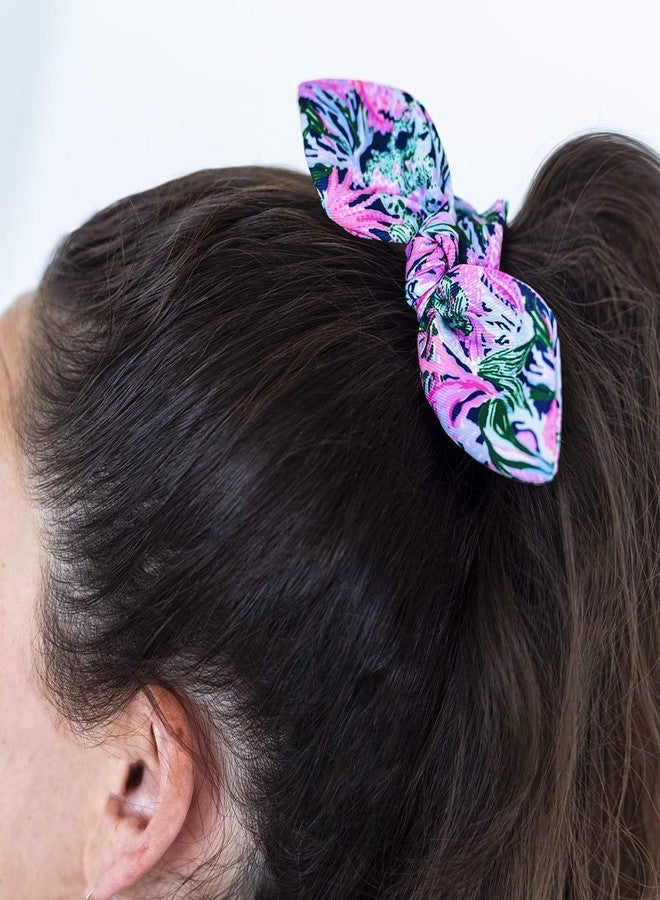 Lilly Pulitzer رباط شعر نسائي من ليلي بولتزر باللون الأزرق/الوردي/الأخضر مع تفاصيل قوس، يعيد حورية البحر - Image 5