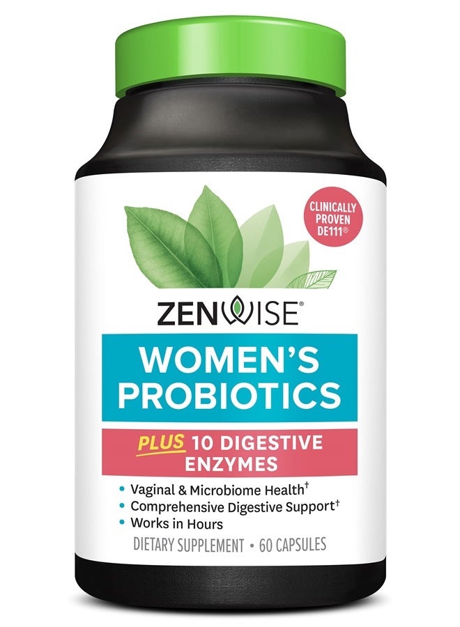 Zenwise Health Probiotics for Women - Digestive Enzymes for Bloating Relief, Vaginal Health, and Gut Flora Health, Daily Women Probiotic & Prebiotic Supplement for Digestive Health - 60 CT - Image 1