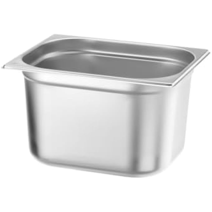 HENDI Recipiente Gn 12Contenedor GnBordes RedondeadosResistente A Temperaturas De 40 A 300CApto Para HornosCongeladoresCalientaplatosBao Mara125L325X265XH 200MmAcero Inoxidable - Image 1