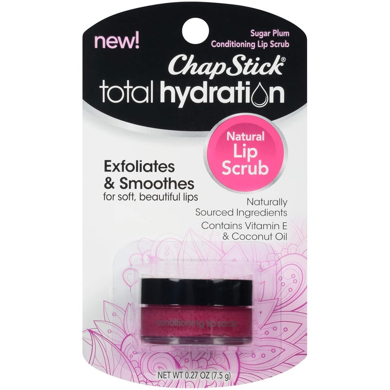 ChapStick Total Hydration Sugar Plum Flavor Conditioning Lip Scrub and Lip Exfoliator Jar  027 Oz