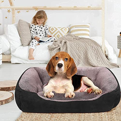 SITSNOOZE Warm Fleece Winter Beds Rectangle Shape Reversible Ultra Soft Ethnic Designer (Export Quality) Orthopedic Bed for Dog/Cat (Brown & Black-Large) - Image 2