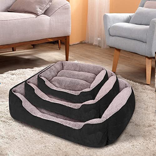 SITSNOOZE Warm Fleece Winter Beds Rectangle Shape Reversible Ultra Soft Ethnic Designer (Export Quality) Orthopedic Bed for Dog/Cat (Brown & Black-Large) - Image 3